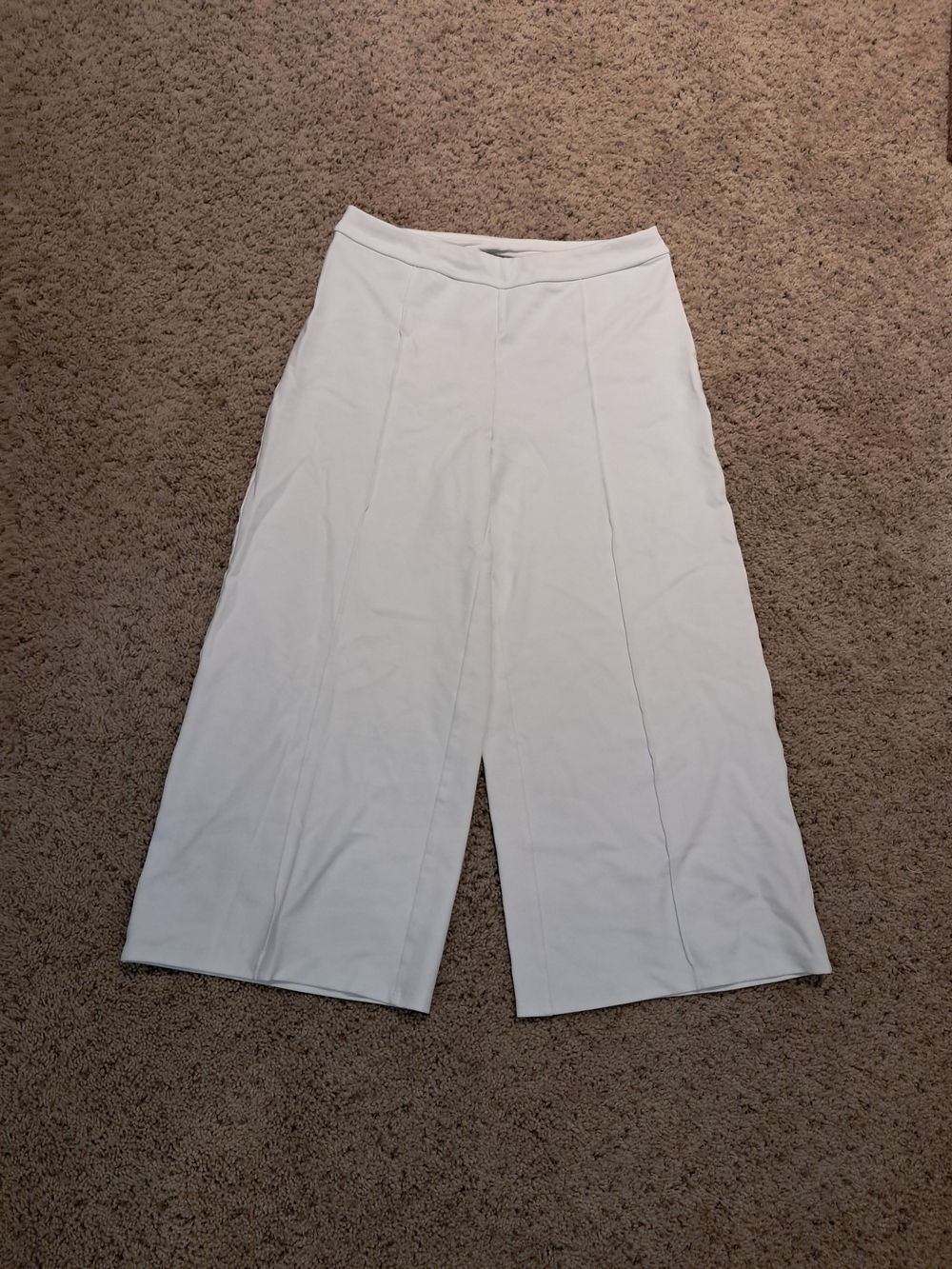 J. Jill White Mid-Rise Wide-Leg Crop Pants Small